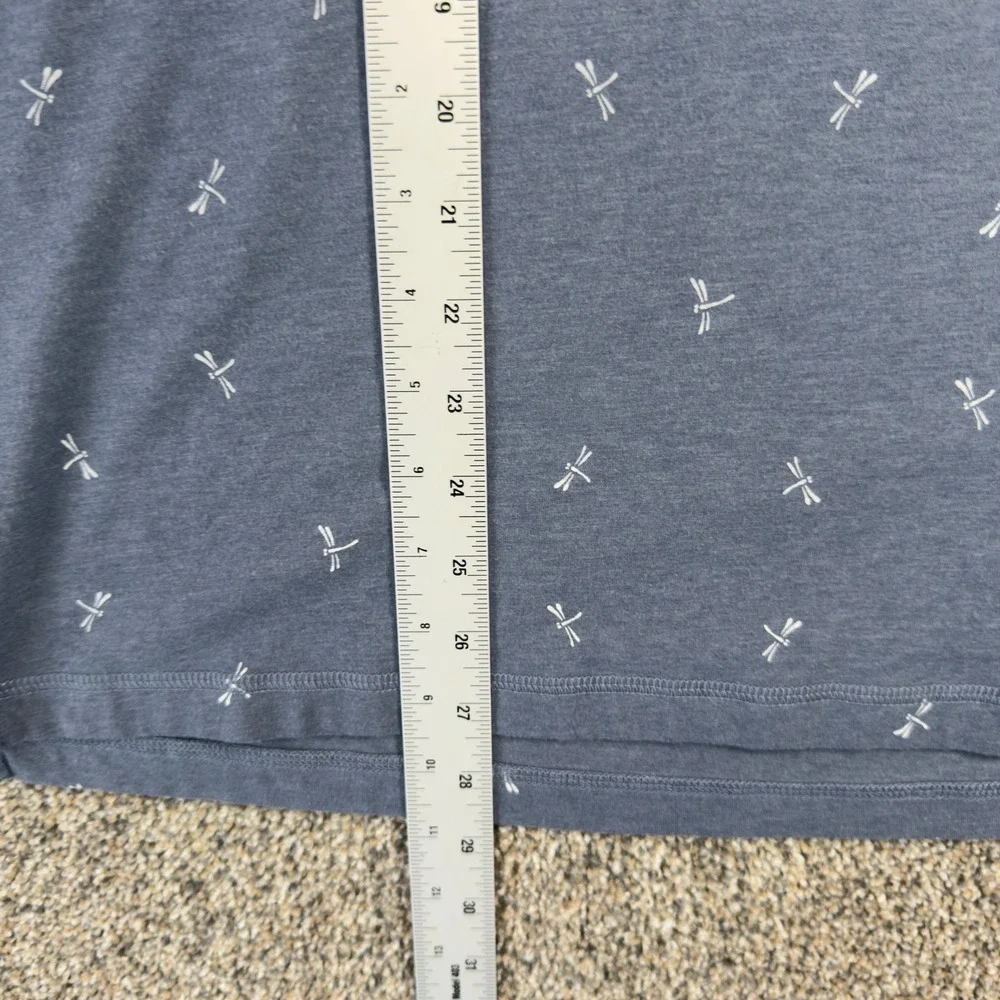 Linksoul‎ Mens Dragonfly Print Golf Polo Blue Short Sleeve Large Casual Stretch